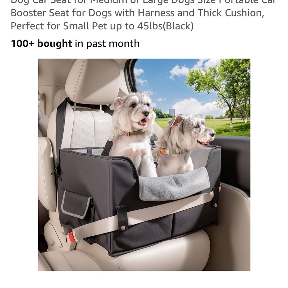 Dog Car Seat for up to 45lb pup- Gray